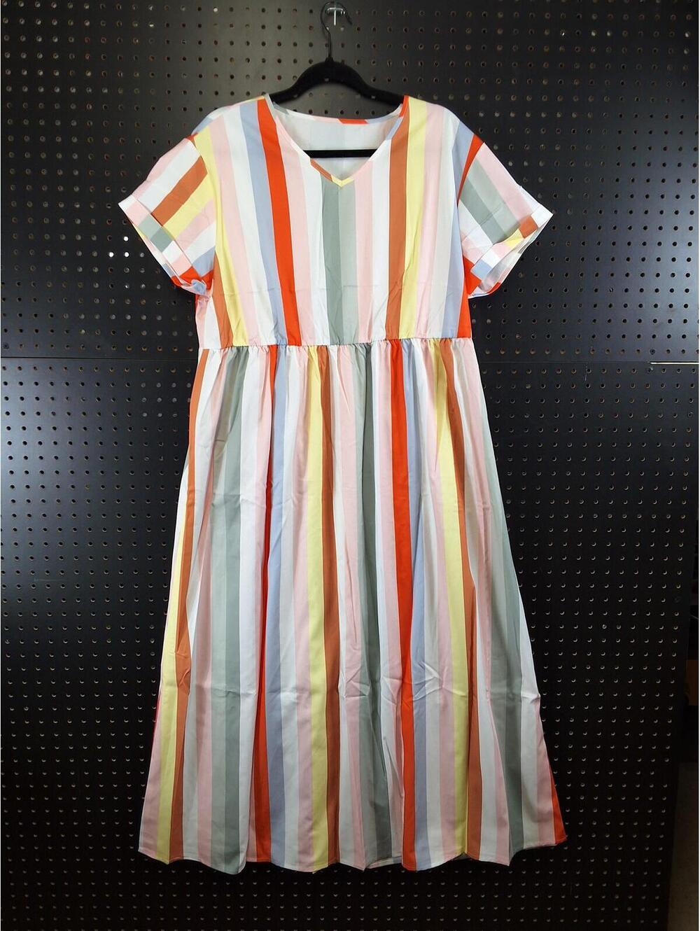 Vibrant Striped Maxi Dress XL - Fun & Colorful Style!